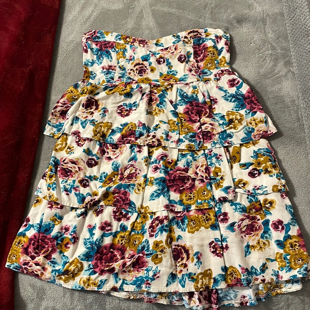 Floral, strapless, rayon dress/top